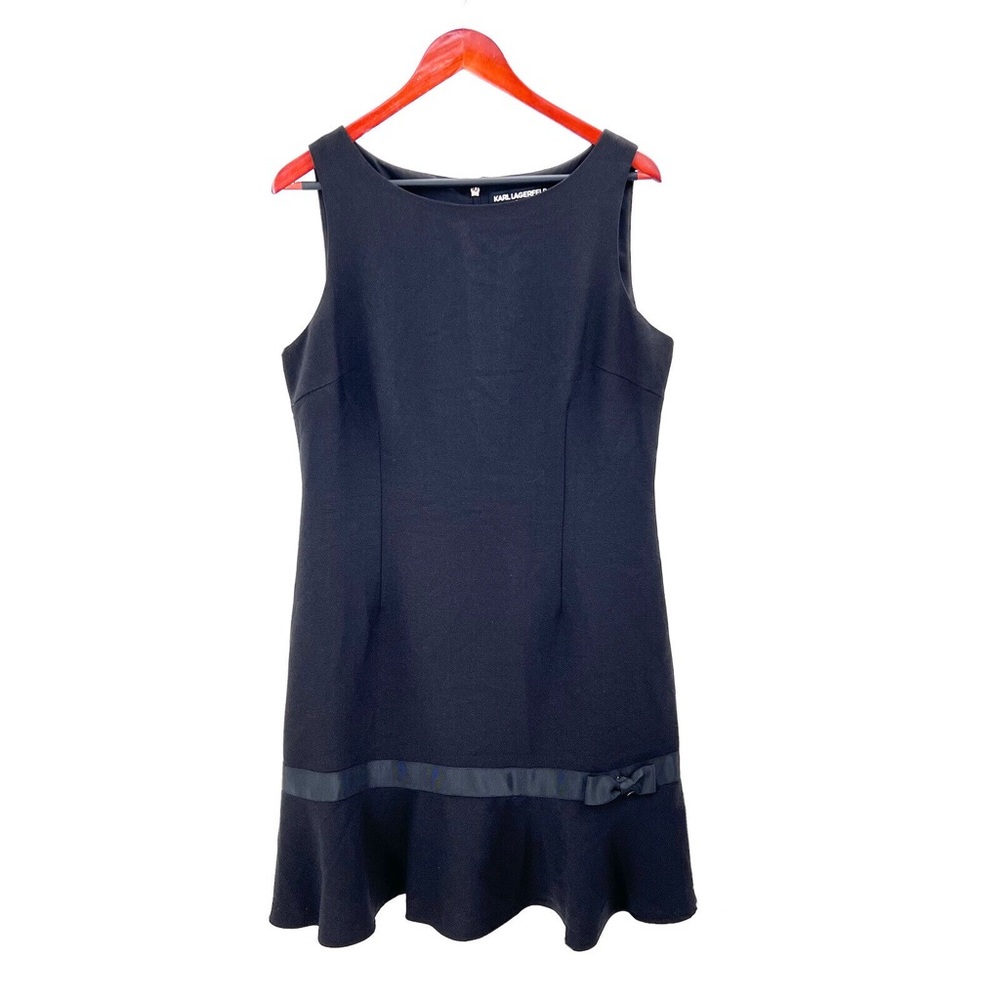 Karl Lagerfeld Paris Black Flounced Hem Dress Sz 8